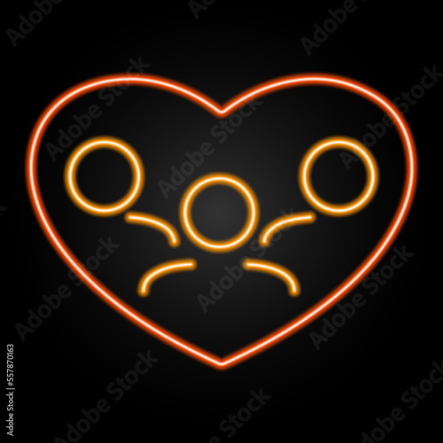 heart family neon sign  modern glowing banner design  colorful modern design trends on black background. Vector illustration.