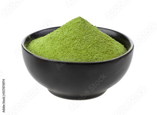 instant matcha green tea inblack bowl on transparent png photo