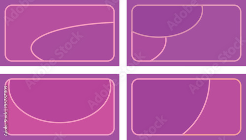 purple background with pink stripes with space for text. collection of creative designs for business cards, invitations, and others. sets of various styles