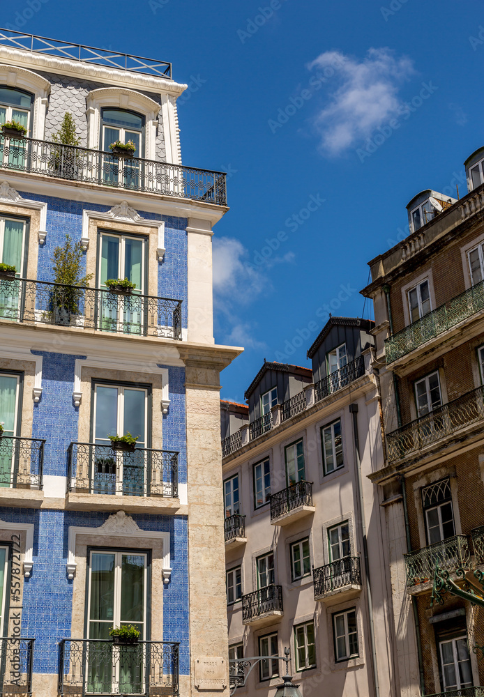 The brightly colored buildings in Portugal's capital city of Lisbon