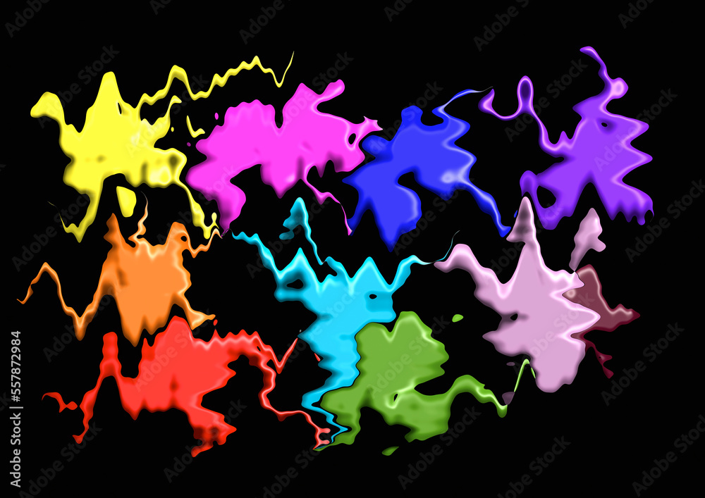 Abstract patterns coloured with black background Abstract patterns coloured with black background