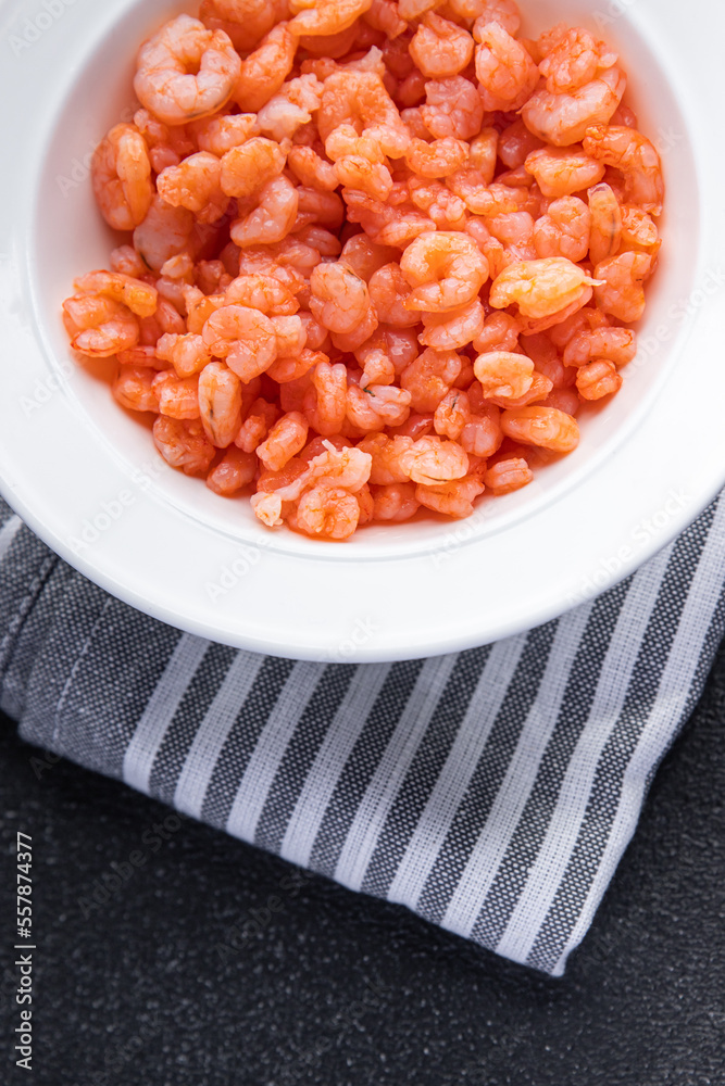 shrimp small prawn spicy cocktail seafood meal food snack on the table copy space food background rustic top view