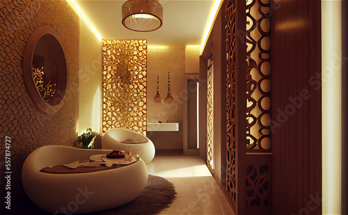 Interior of a spa with a lu...