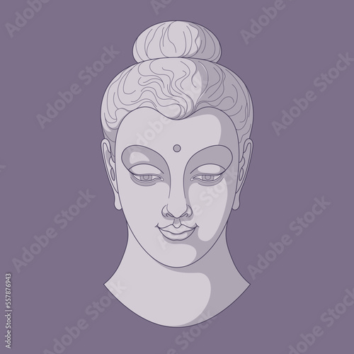 Buddha Head N° 5 Flat Illustration (Three Tones / Purple)