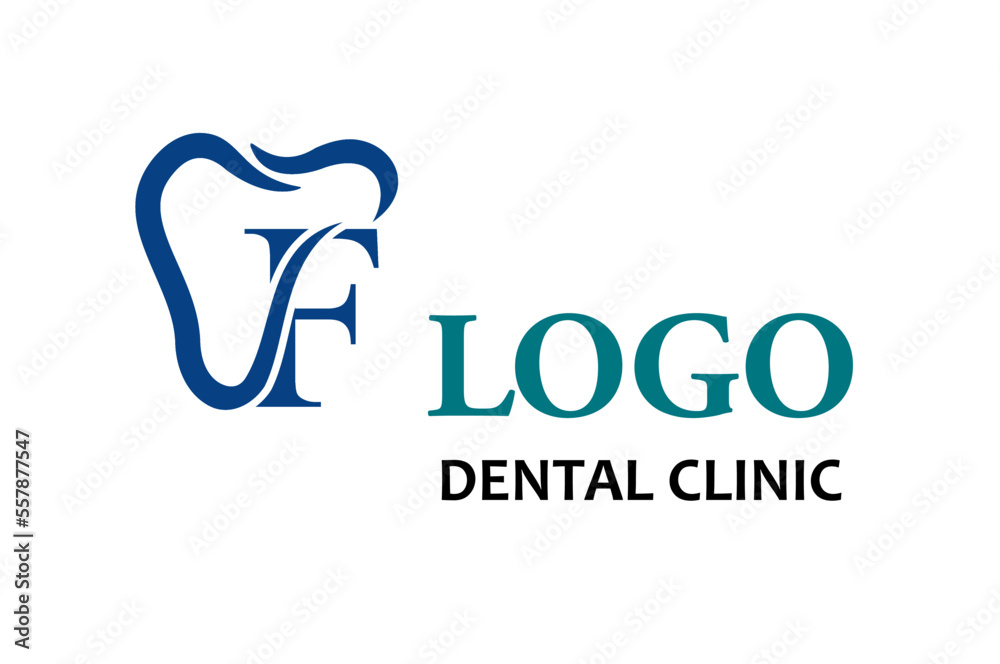 Initial Letter F with Tooth Line Art Icon for Dental Health Care and Dental Clinic, Dentistry Business Logo Idea Template Initial Letter F with Tooth Line Art Icon for Dental Health Care and Dental Clinic, Dentistry Business Logo Idea Template
