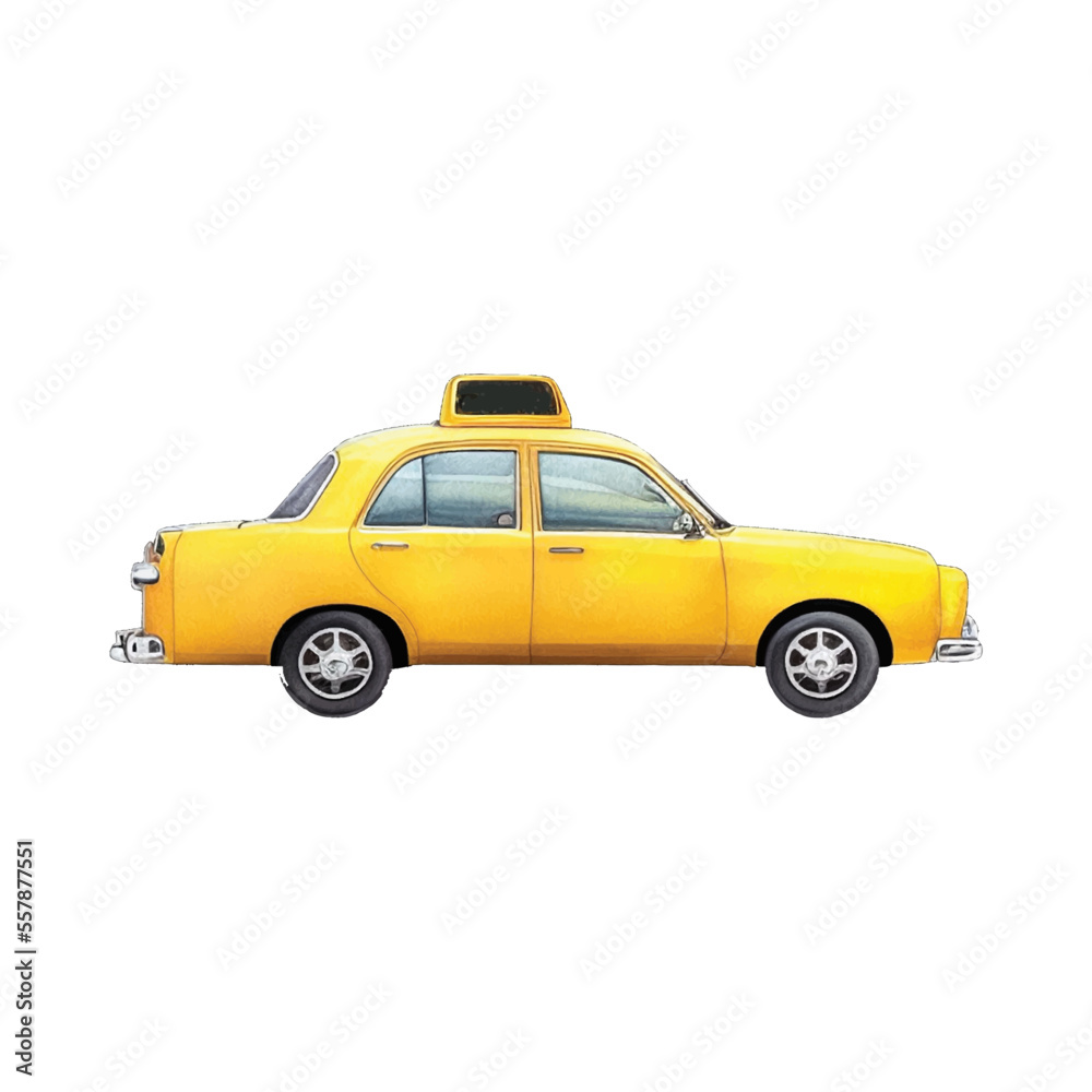 yellow taxy hand drawn with watercolor painting style illustration yellow taxy hand drawn with watercolor painting style illustration
