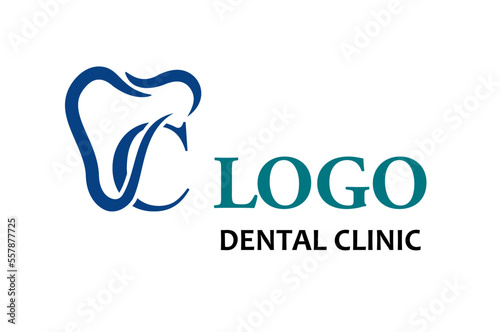 Initial Letter C with Tooth Line Art Icon for Dental Health Care and Dental Clinic, Dentistry Business Logo Idea Template