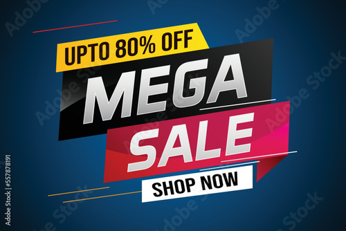 mega sale word concept vector illustration with lines and 3d style, landing page, template, ui, web, mobile app, poster, banner, flyer, background, gift card, coupon, label, wallpaper 