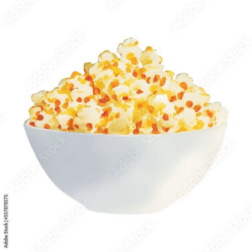 popcorn hand drawn with watercolor painting style illustration