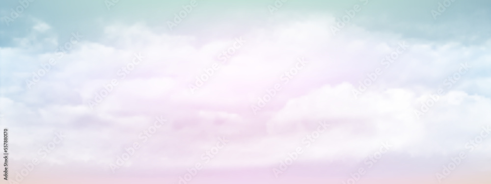 Sweet sky and white soft clouds floated in the sky on a clear day. Beautiful air and sunlight with beige cloud scape colorful. Sunset sky for background. Blue to Pink Lavender sky vector illustration.