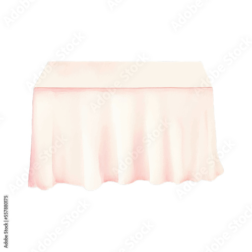 clothed table hand drawn with watercolor painting style illustration