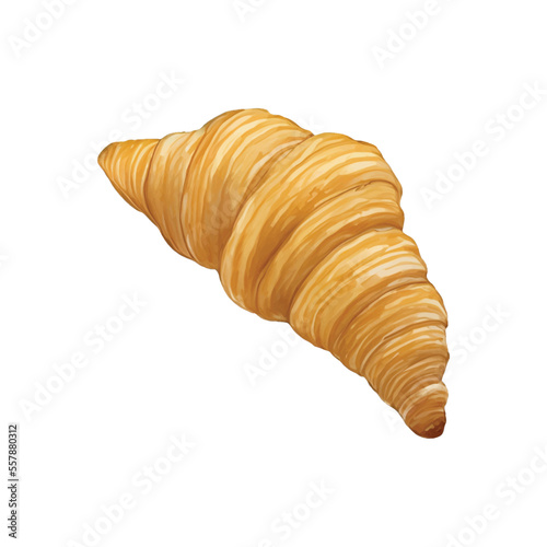 croissant hand drawn with watercolor painting style illustration