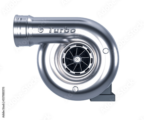 Turbocharger separate on white background 3D rendering