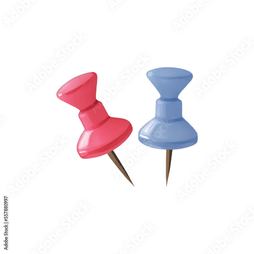 push pin hand drawn with watercolor painting style illustration