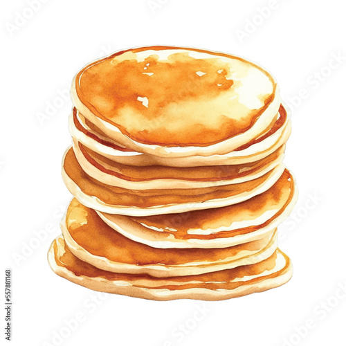 stack of pancake hand drawn with watercolor painting style illustration