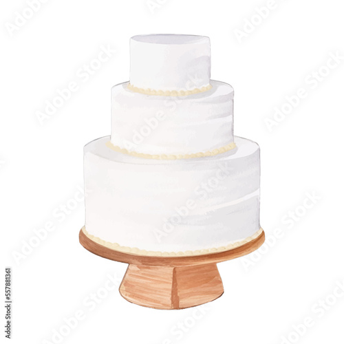 white cake hand drawn with watercolor painting style illustration
