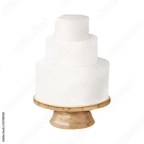 white cake hand drawn with watercolor painting style illustration