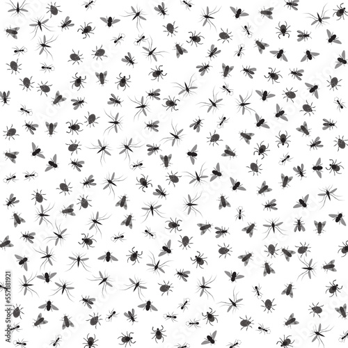 Vector background with insects isolated on white.