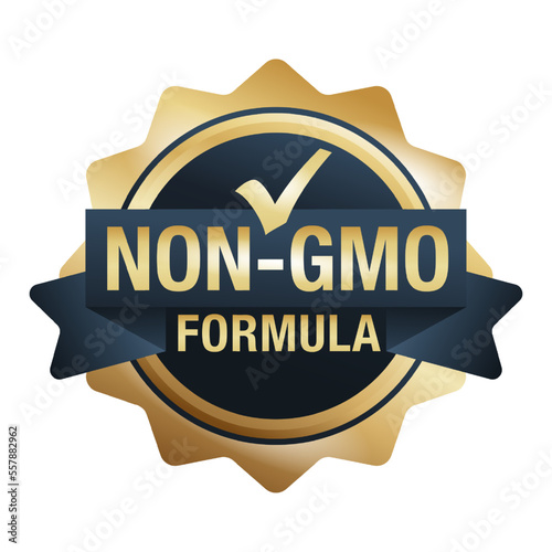 Non-GMO formula badge in golden award decoration