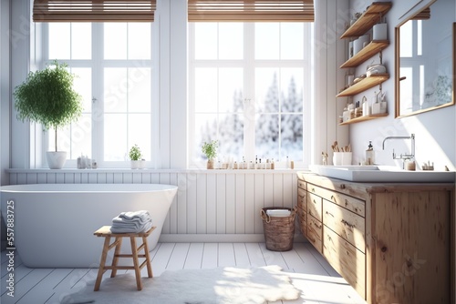 Scandinavian style bathroom interior  © Hdi