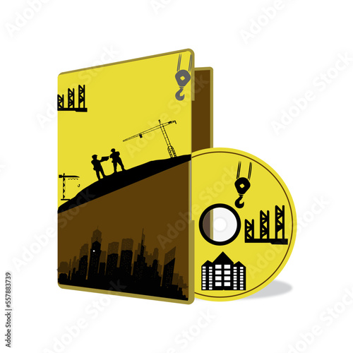 Full set compact disc template with plastic box case with   for branding design and open box with booklet and back side. CD jewel case mock up with free space on wooden 