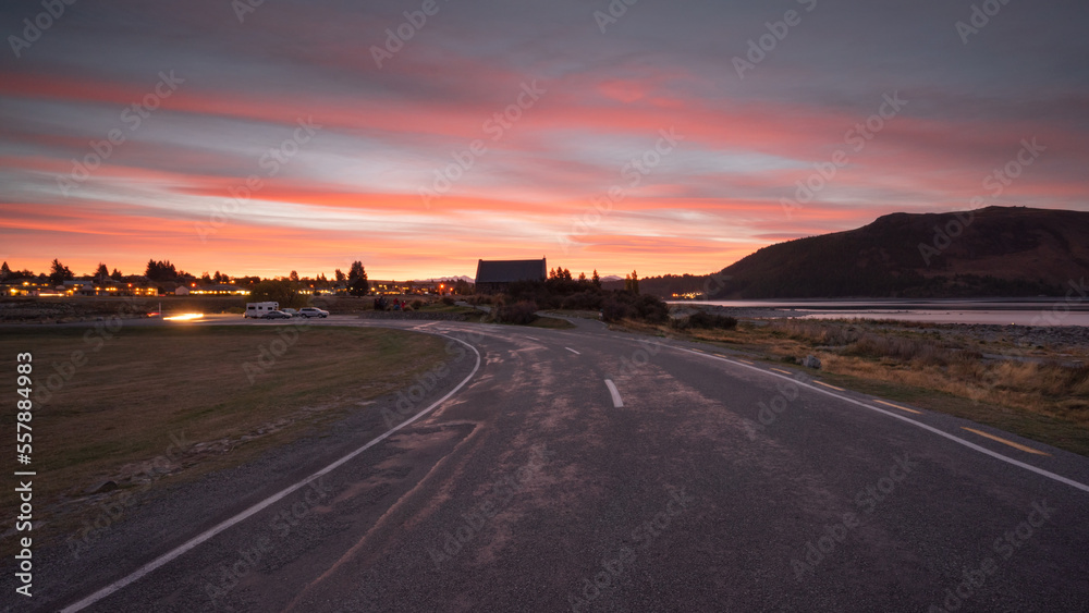 Tarmac Road to Church of The Good Shepherd, New Zealand