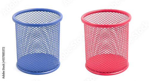 Box of colored pencils isolated on white background