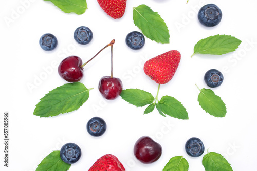 Mix berries. Blueberries  strawberries and cherry