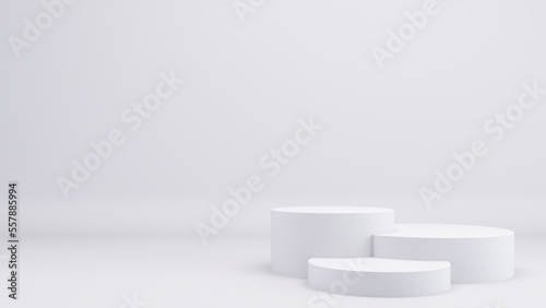 Minimal background.podium and white geometric background for product presentation. 3d rendering illustration.