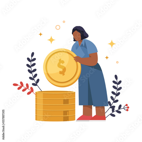 Money increasing or funds accumulating, vector illustration.