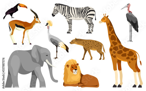 Savanna animals set  isolated vector icons.