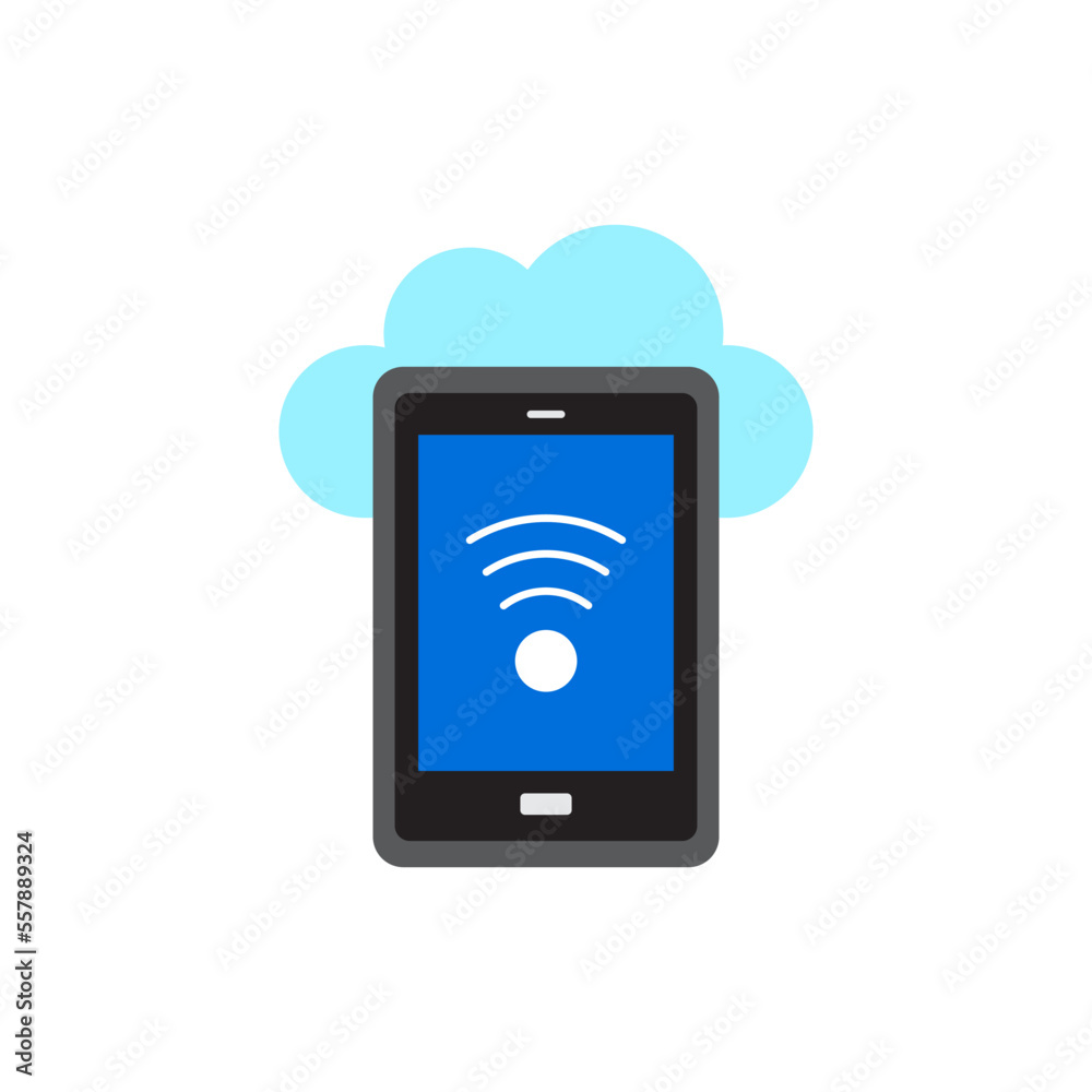 Mobile Wifi cloud computing icon in color, isolated on white background Mobile Wifi cloud computing icon in color, isolated on white background
