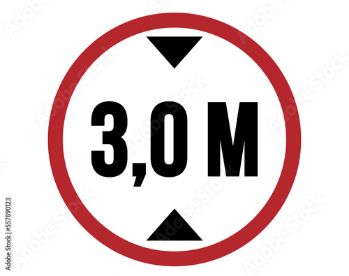 Free Download 3 meters maximum height. Brazilian traffic sign for height adjustment. traffic sign isolated on white background - GFXLoad