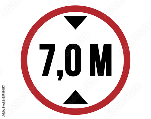 Free Download 7 meters maximum height. Brazilian traffic sign for height adjustment. traffic sign isolated on white background - GFXLoad