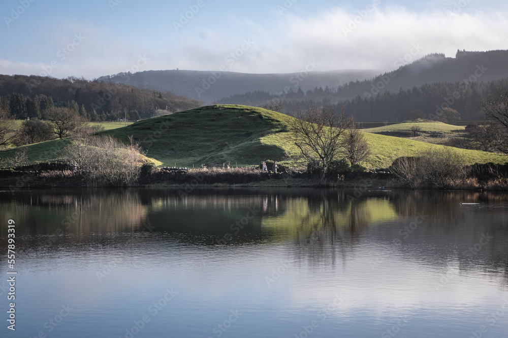 Reflections in a reservoir in winter