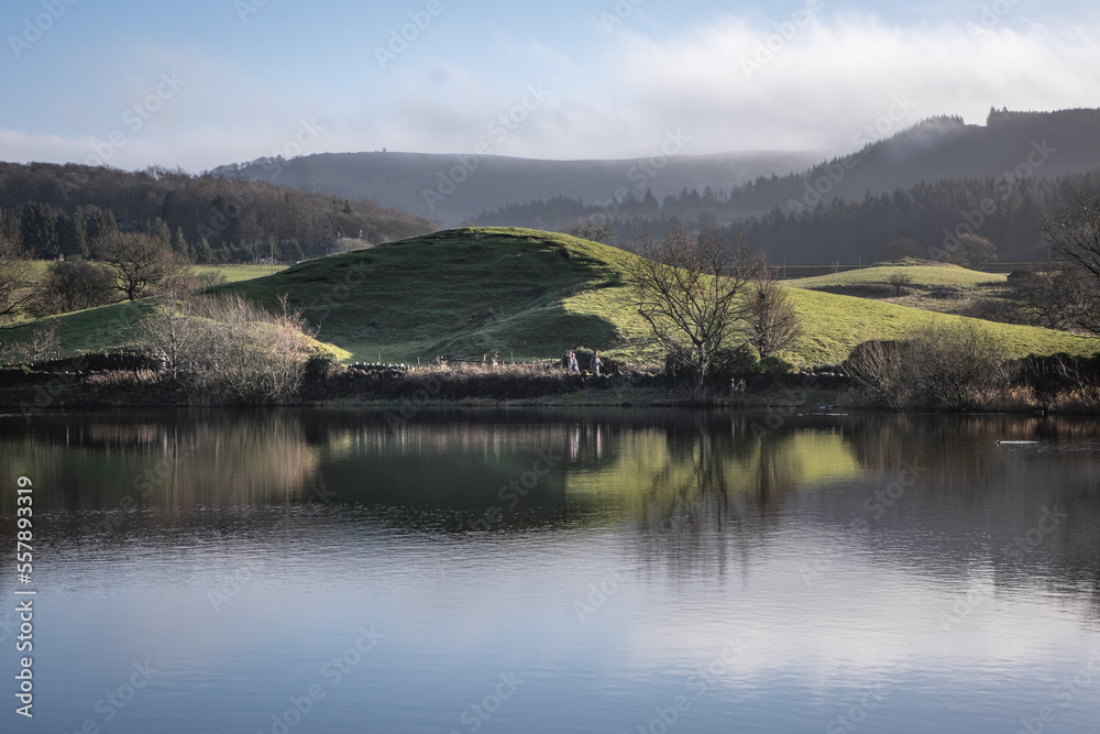 Reflections in a reservoir in winter Reflections in a reservoir in winter