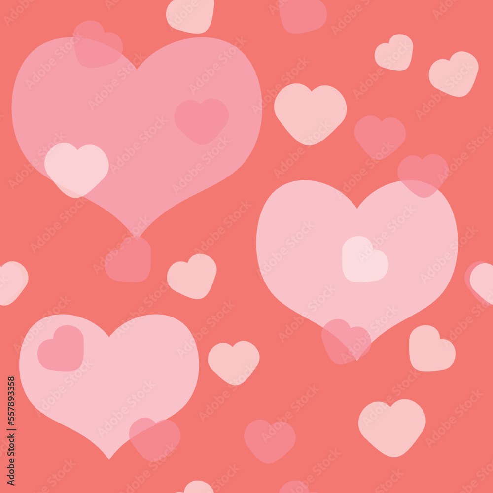Pink big and small hearts, seamless pattern