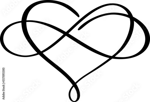 Vector heart love sign forever. Infinity valentine day romantic symbol linked, join, passion and wedding. Template for card, poster. Design flat element illustration