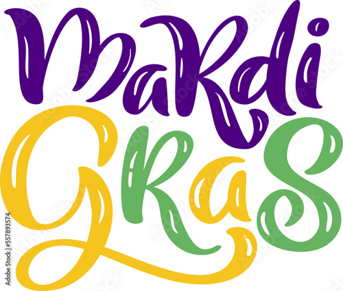 Vector lettering text for Mardi Gras carnival  filigree calligraphic font with traditional symbol of mardi gras fleur de lis  elegant fancy logo with greeting slogan