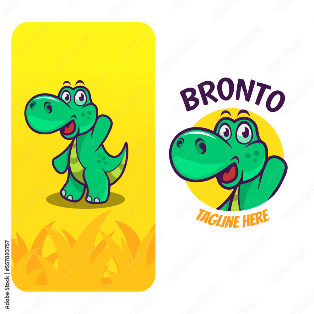 Obraz premium cute dinosaur cartoon mascot