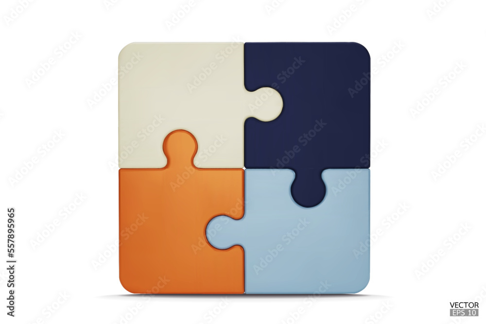 Puzzle pieces icon isolated on white background. Colorful jigsaw puzzle cube, strategy jigsaw business, and education. Puzzle, jigsaw, incomplete data concept. 3d vector illustration. Puzzle pieces icon isolated on white background. Colorful jigsaw puzzle cube, strategy jigsaw business, and education. Puzzle, jigsaw, incomplete data concept. 3d vector illustration.