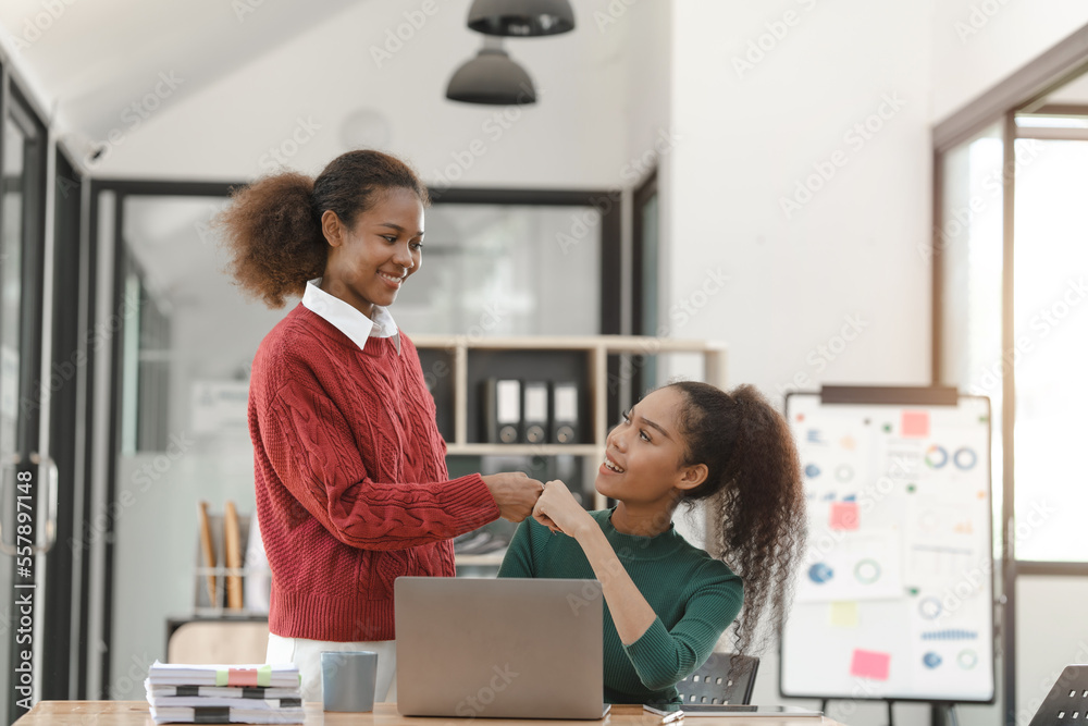 African American girls students studying up for test or making homework together, Back to school concept. hit the punch African American girls students studying up for test or making homework together, Back to school concept. hit the punch
