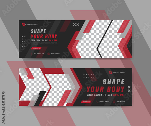 Gym fitness social media cover banner template