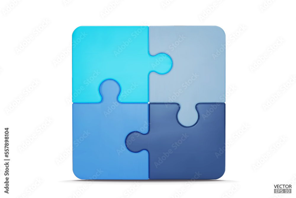 Puzzle pieces icon isolated on white background. Blue jigsaw puzzle cube, strategy jigsaw business, and education. Puzzle, jigsaw, incomplete data concept. 3d vector illustration. Puzzle pieces icon isolated on white background. Blue jigsaw puzzle cube, strategy jigsaw business, and education. Puzzle, jigsaw, incomplete data concept. 3d vector illustration.