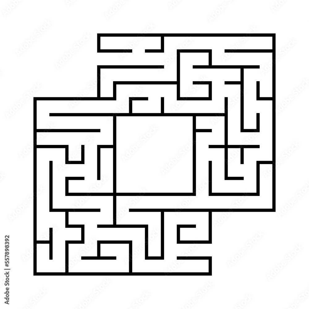 Square maze. Game for kids. Funny labyrinth. Education developing worksheet. Activity page. Puzzle for children. Riddle for preschool. Logical conundrum. Vector illustration. Square maze. Game for kids. Funny labyrinth. Education developing worksheet. Activity page. Puzzle for children. Riddle for preschool. Logical conundrum. Vector illustration.