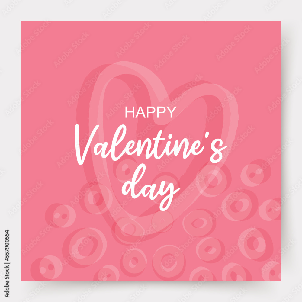 Happy Valentine's Day greeting card. Pink background with hearts. Banner design with love symbol. Vector illustration