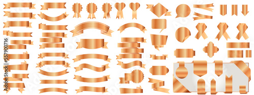 Vector tape of precious metal. Metal flags for text. A design element for apps, websites, and social networks. The concept of luxury and wealth.