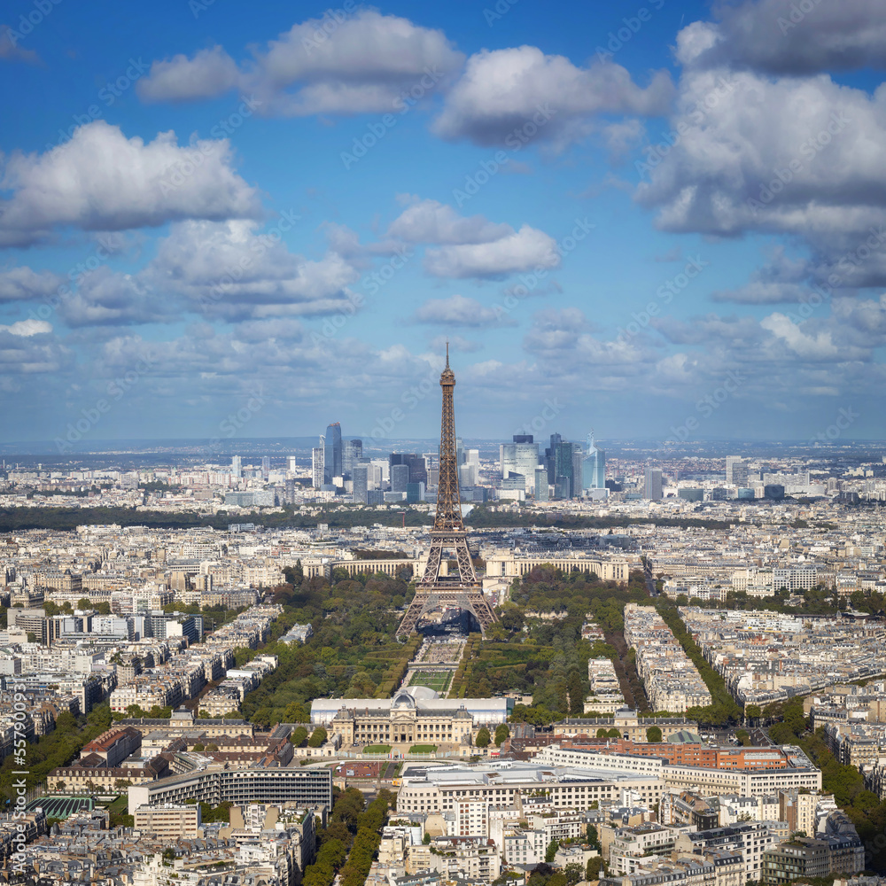 Panorama of Paris with Eiffel Tower at sunny day. France Panorama of Paris with Eiffel Tower at sunny day. France