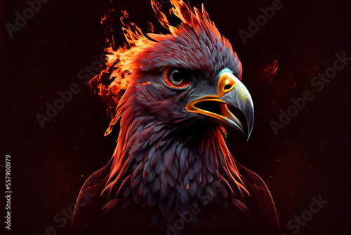 Phoenix Bird Phoenix Vogel griechische Mythologie mit Flammen Illustration Generative AI © Michael