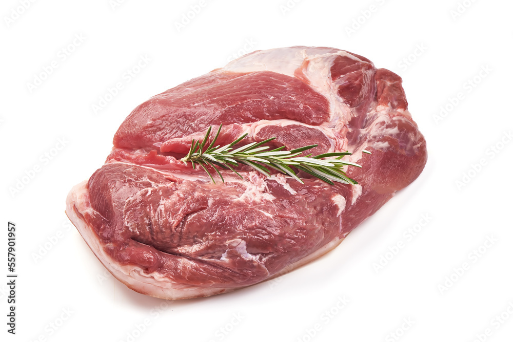 Raw pork neck, isolated on white background.